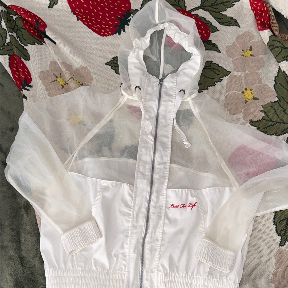 White Sheer Hooded Jacket